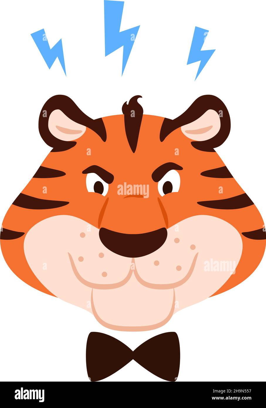 Funny angry tiger portrait isolated on white Stock Vector