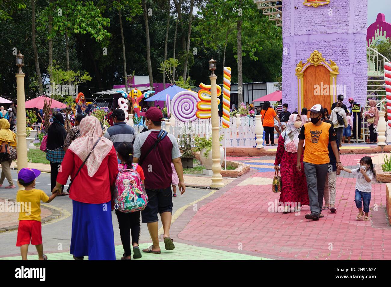 Some people vacation on Dunia Candy (candy world) in Wates, Kediri Stock Photo