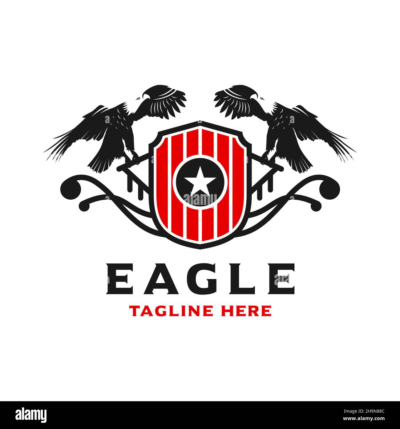 eagle shield logo design template Stock Photo - Alamy