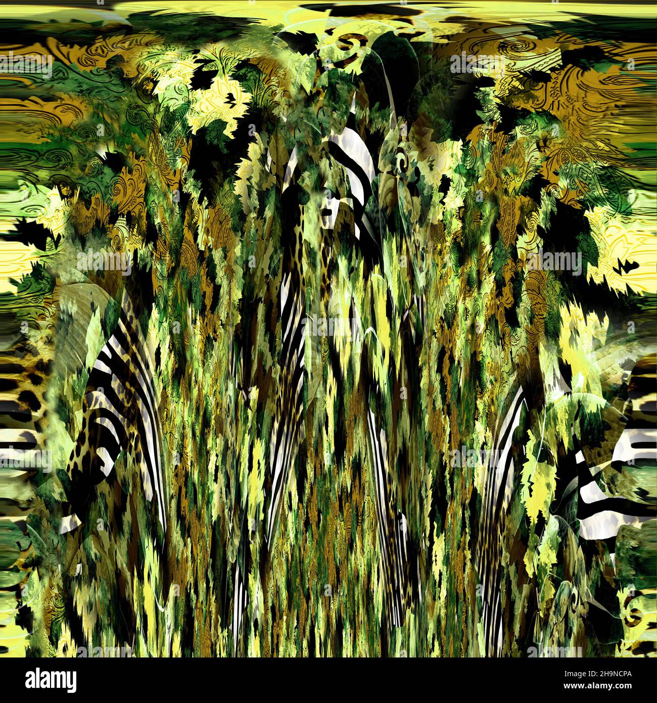 Abstract Hand Drawing Leopard Animal Skin Shapes with Psychedelic