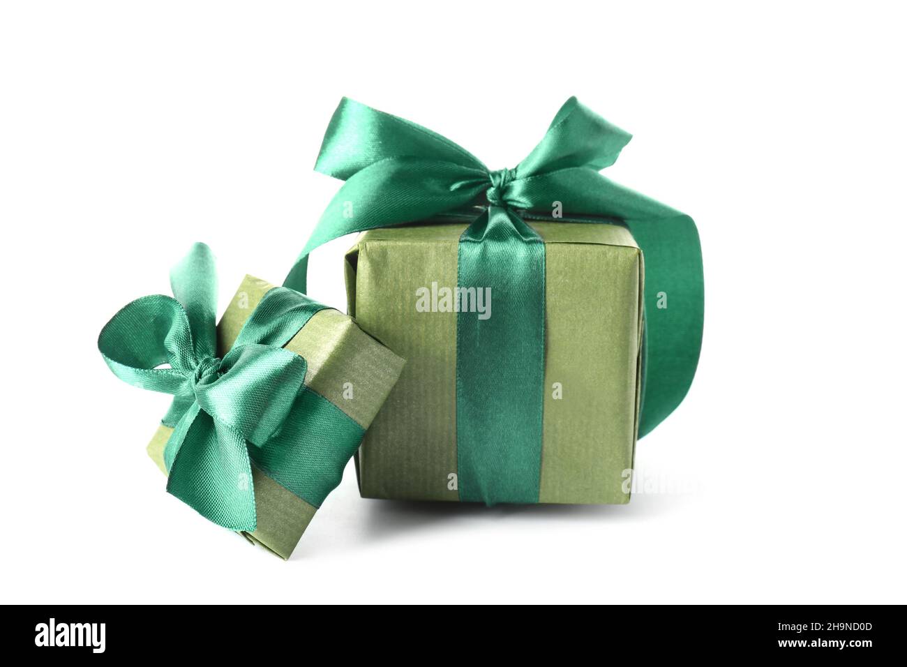 Beautiful Christmas gift boxes isolated on white background Stock Photo ...