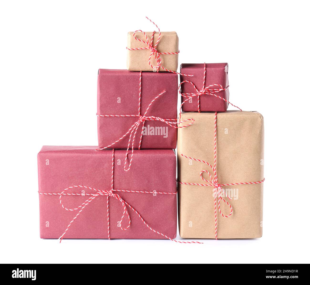Beautiful Christmas gift boxes isolated on white background Stock Photo ...