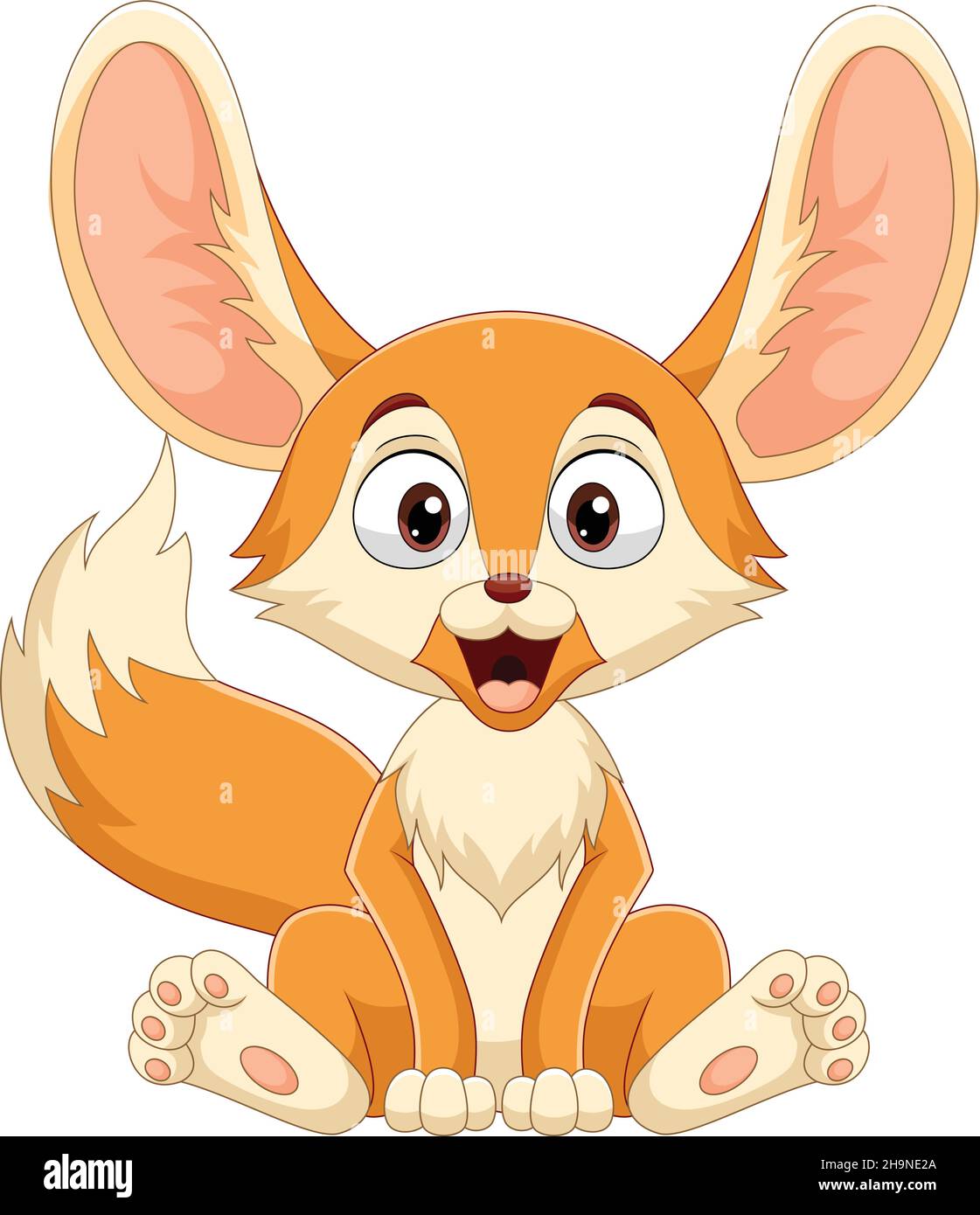 Cartoon cute little fennec fox sitting Stock Vector