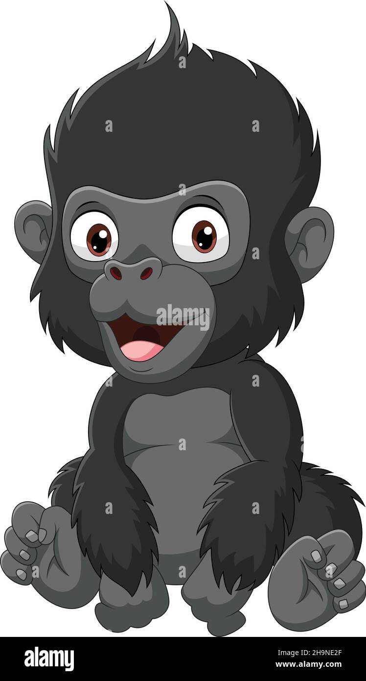 Cartoon cute baby gorilla sitting Stock Vector Image & Art - Alamy