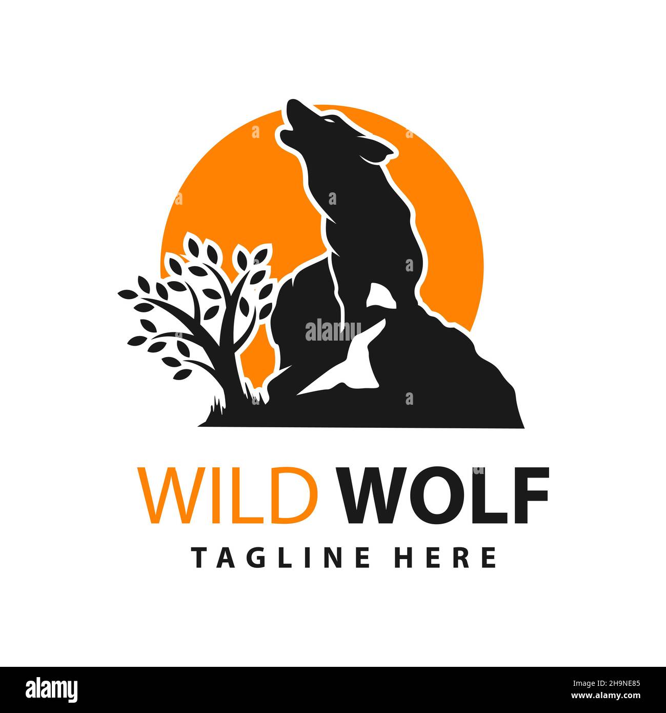 wild wolf logo design template Stock Photo Alamy