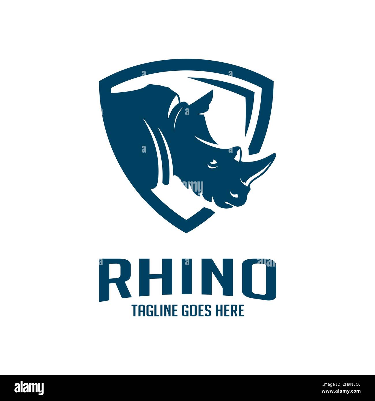 rhinoceros head shield logo design Stock Photo Alamy