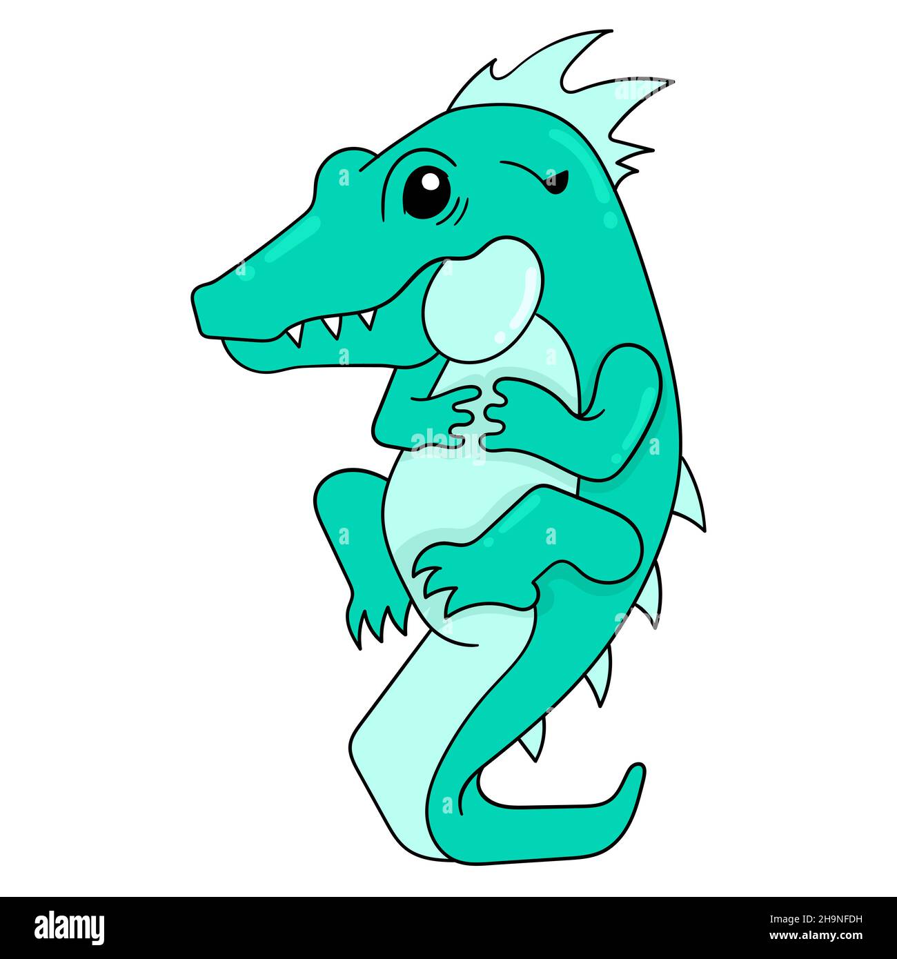 the crocodile is standing on its tail, vector illustration art. doodle icon  image kawaii Stock Vector Image & Art - Alamy