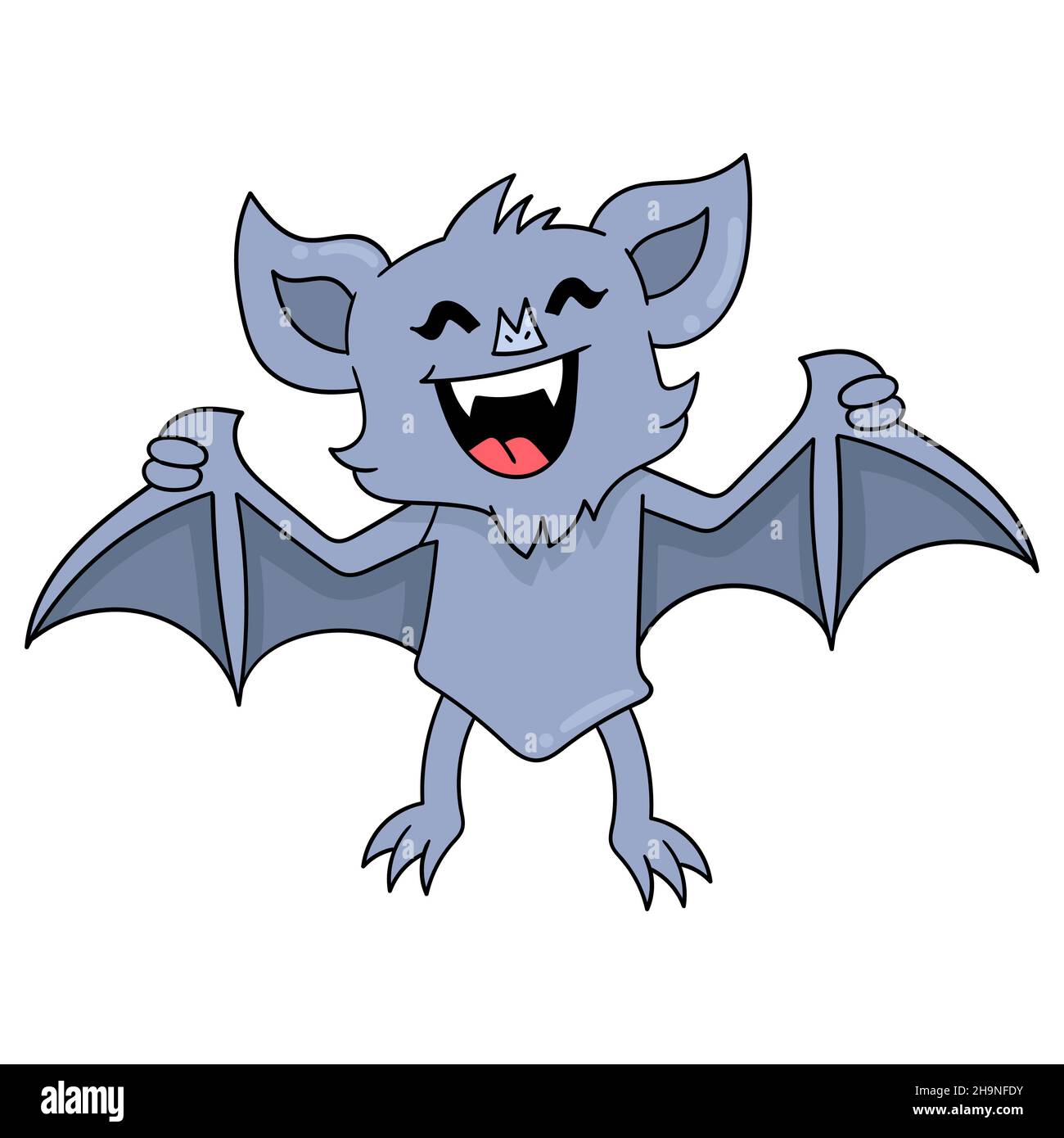 funny bats laughing flying into the sky, vector illustration art