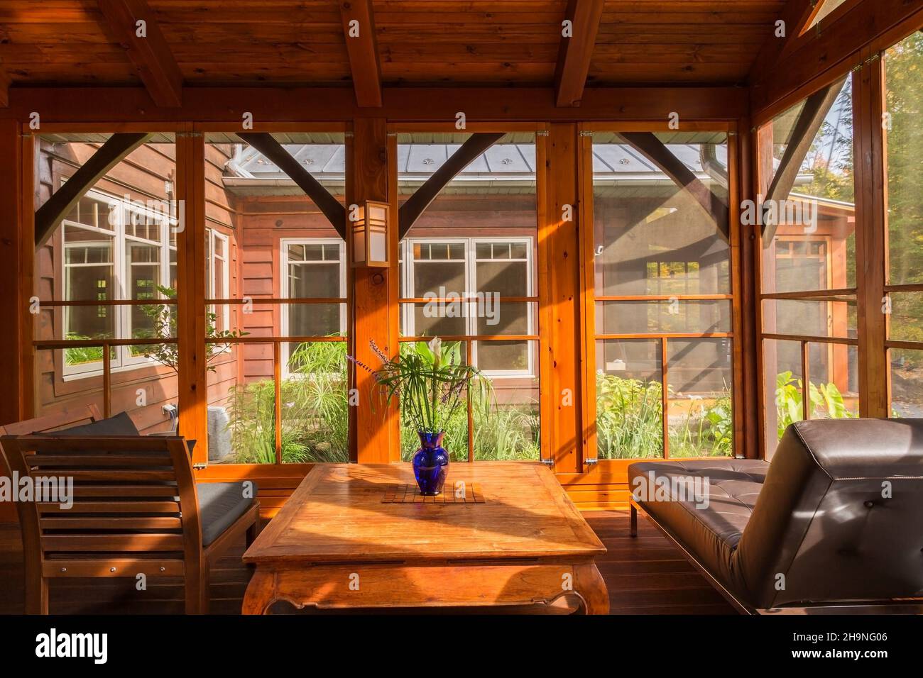 Wooden sofa chair with grey cushions, Indonesian teak wood coffeetable