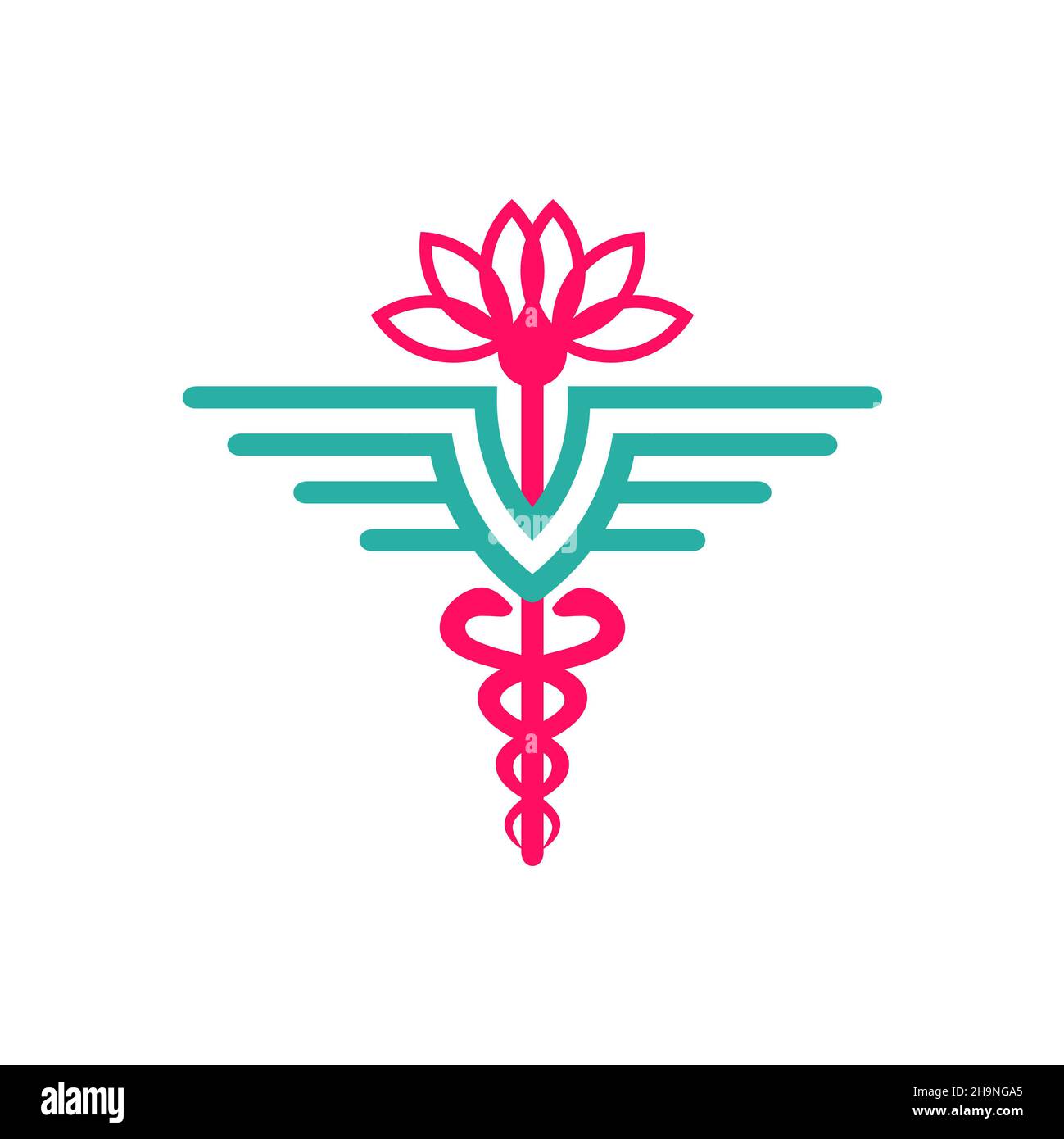 health symbol logo design and lotus flower Stock Photo