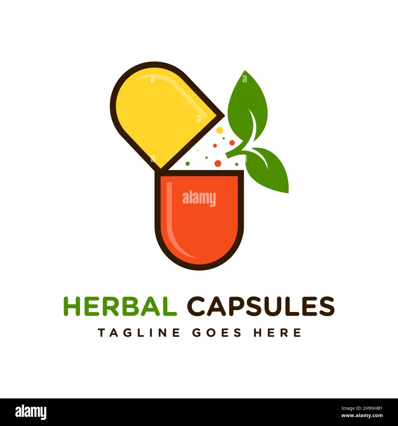 herbal capsule drug design logo Stock Photo