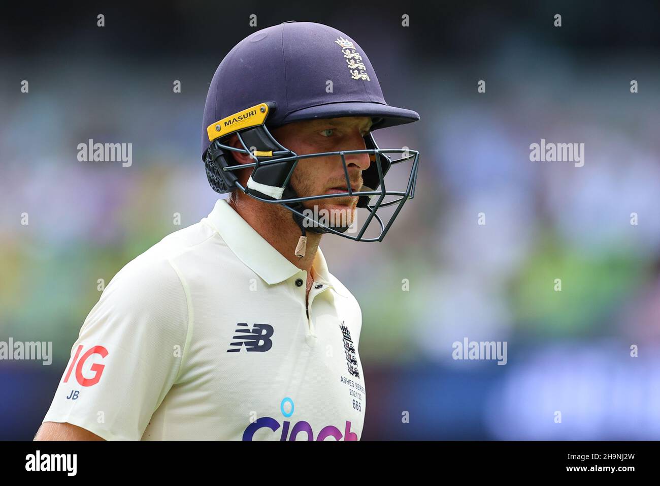 Mitchell Starc dismissed Jos Buttler (wk) Stock Photo