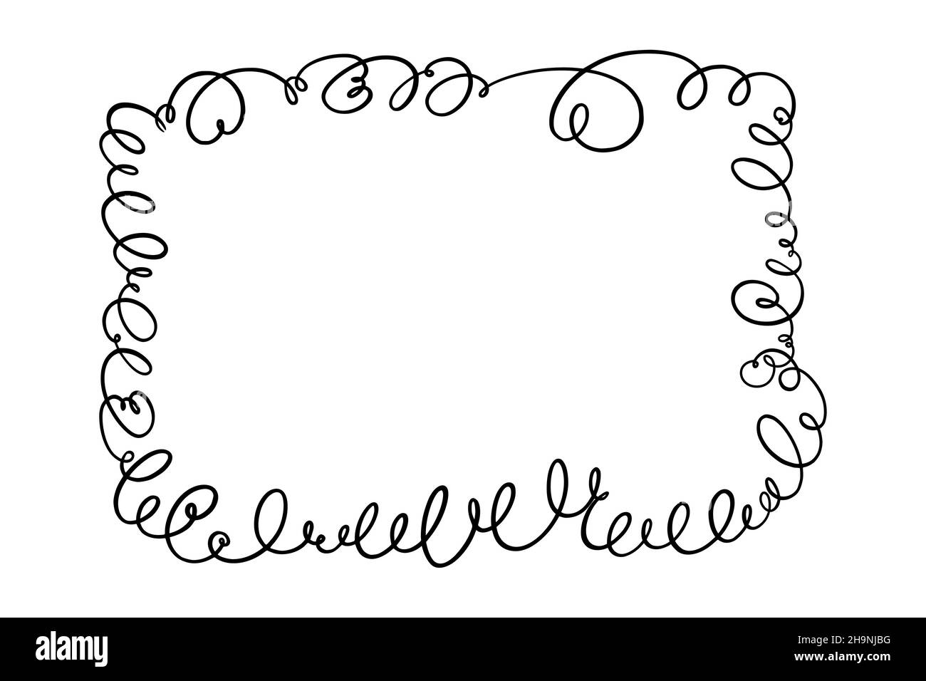 Squiggle And Swirl Border. Hand Drawn Calligraphic Swirly Frame. Vector ...