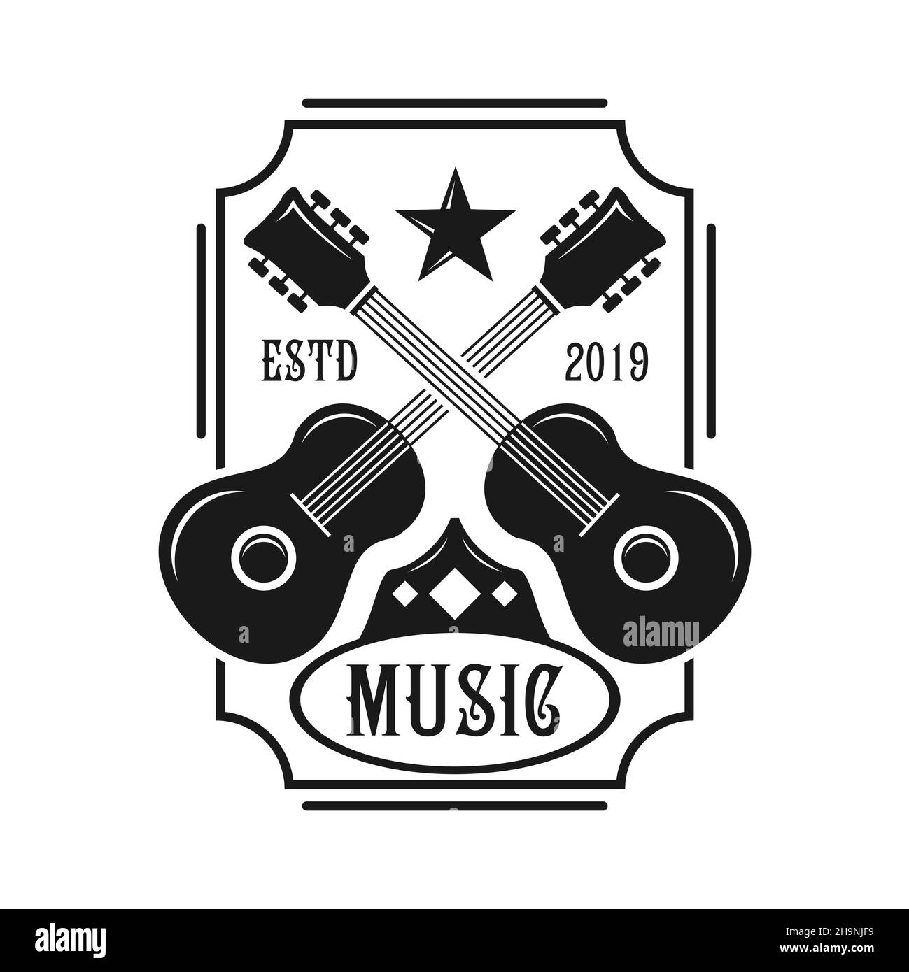 guitar emblem logo your company Stock Photo