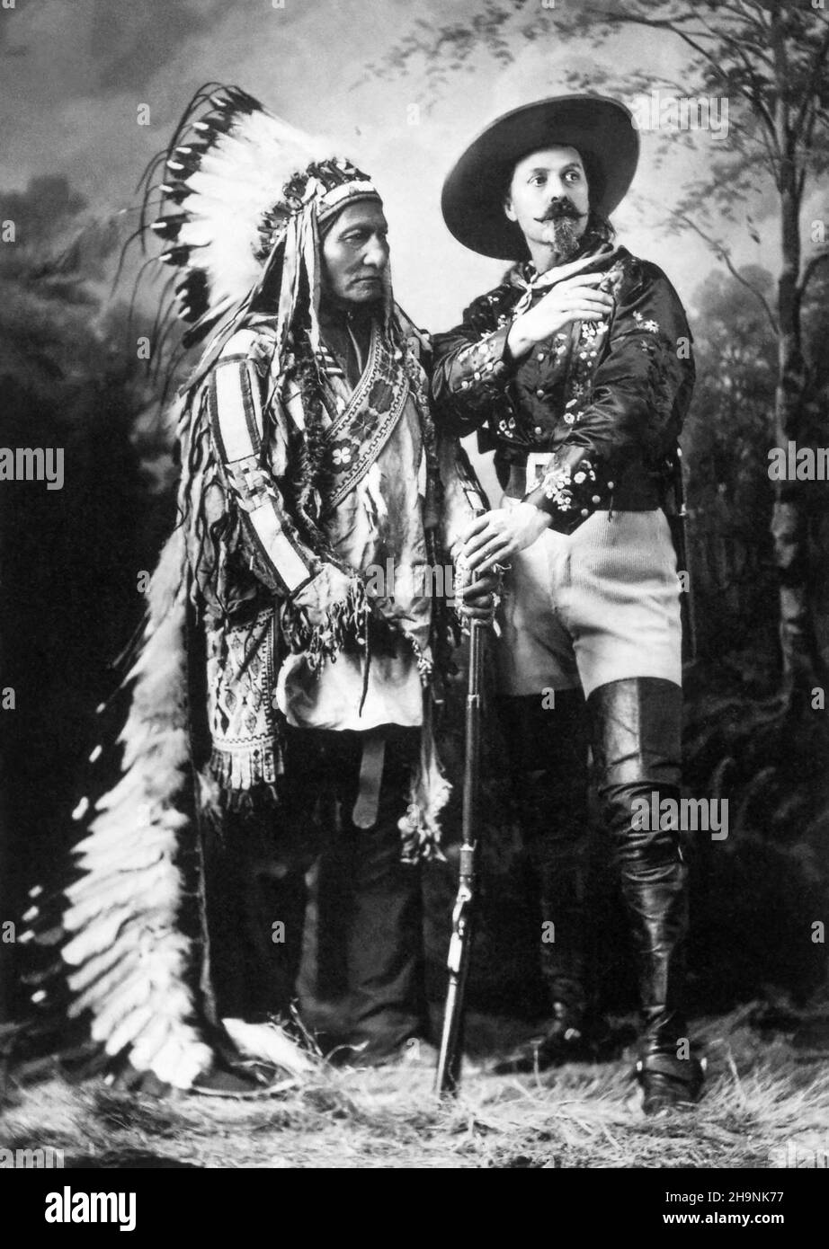 Sitting Bull & 'Buffalo Bill' Cody, Wild West Show, 1895, by A. Kyle, New York. Stock Photo