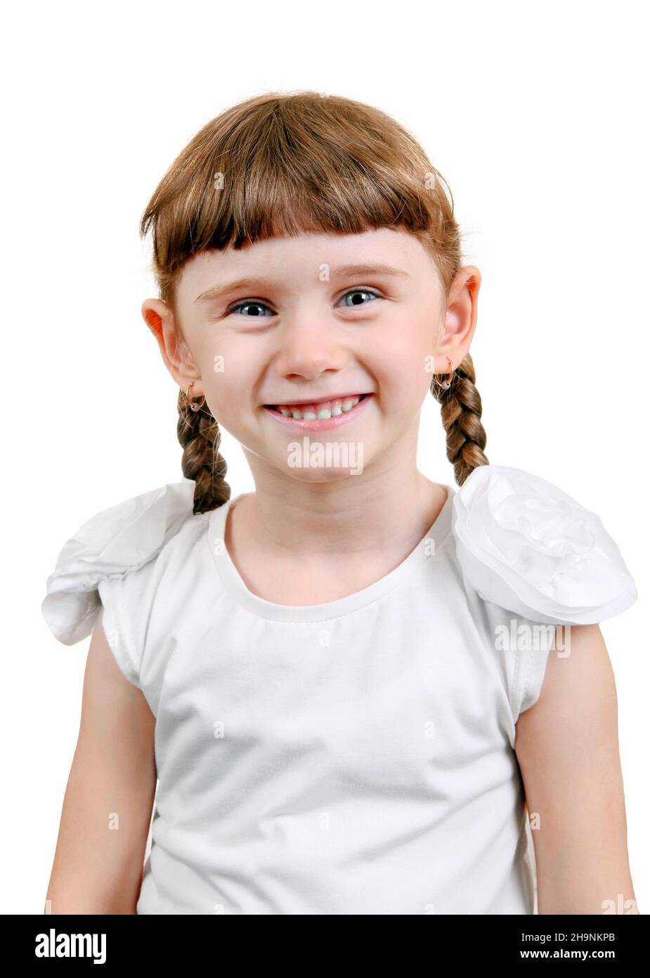 Little Girl Portrait on the White Background Stock Photo - Alamy