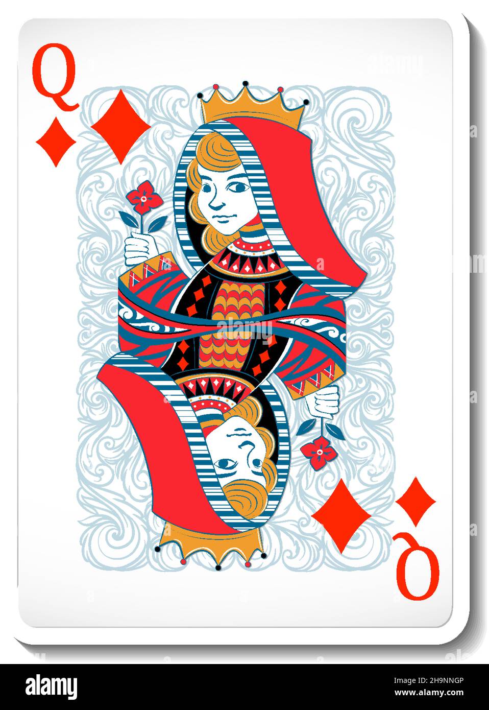 Queen of Diamonds Playing Card Isolated illustration Stock Vector Image