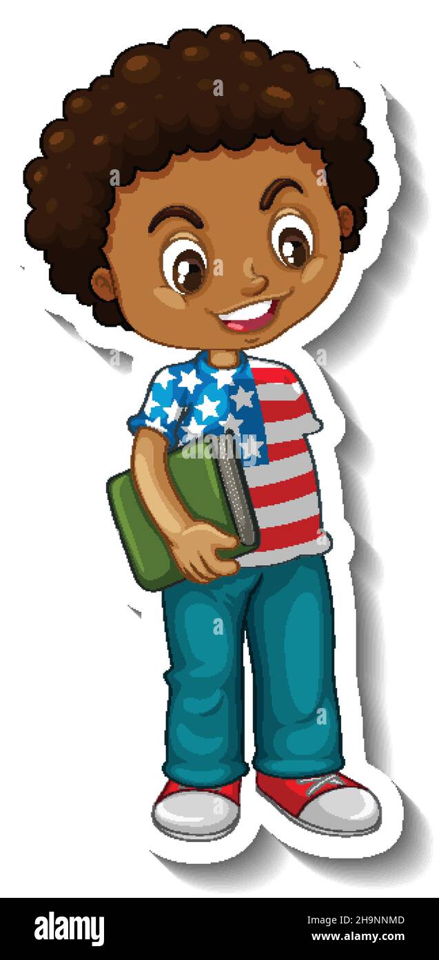 African american boy cartoon character illustration Stock Vector Image ...