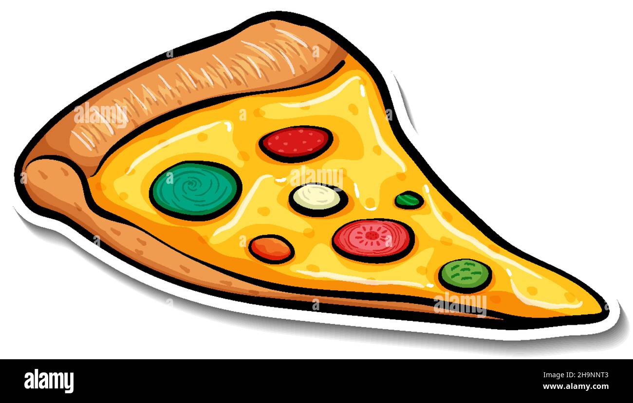 A piece of pizza in cartoon style illustration Stock Vector Image & Art ...