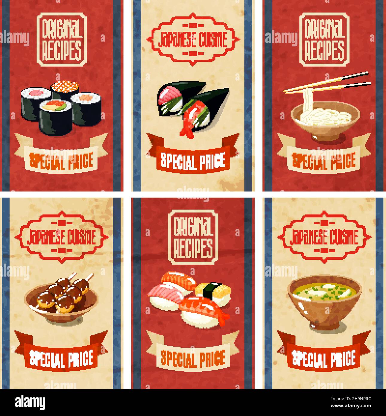 Asian food original recipes japanese cuisine special price banners set