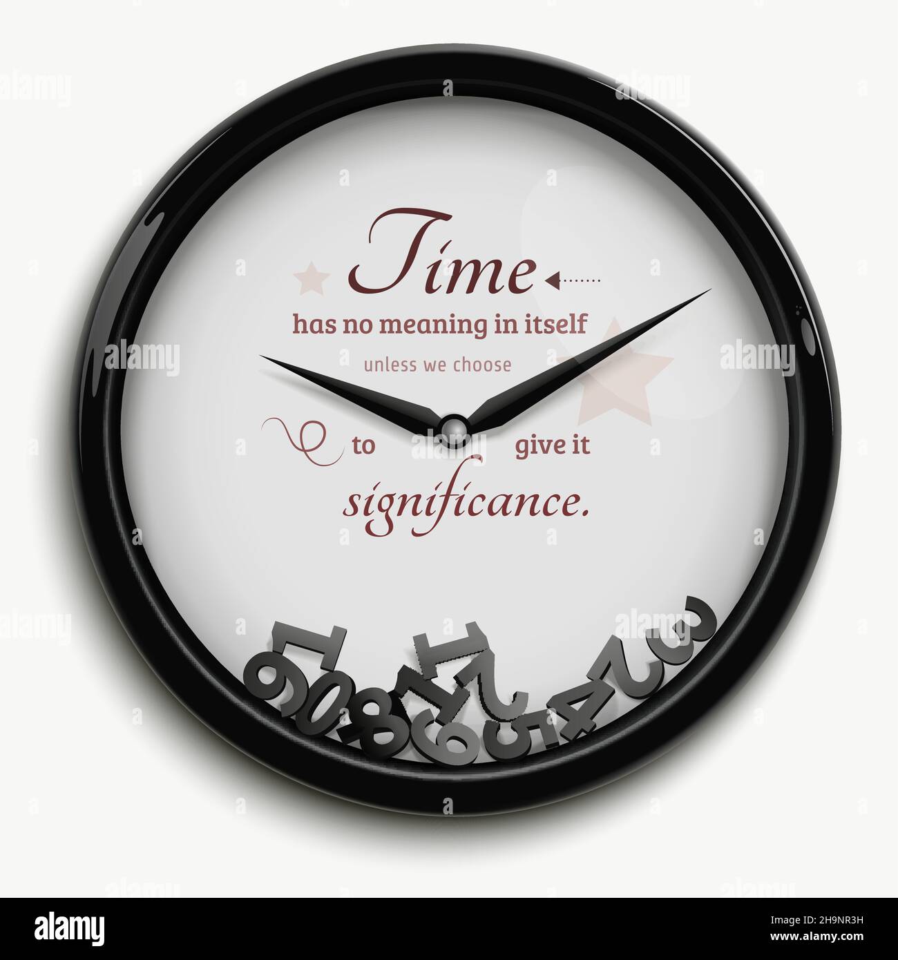 Wall clock in original design with time stopped isolated on white