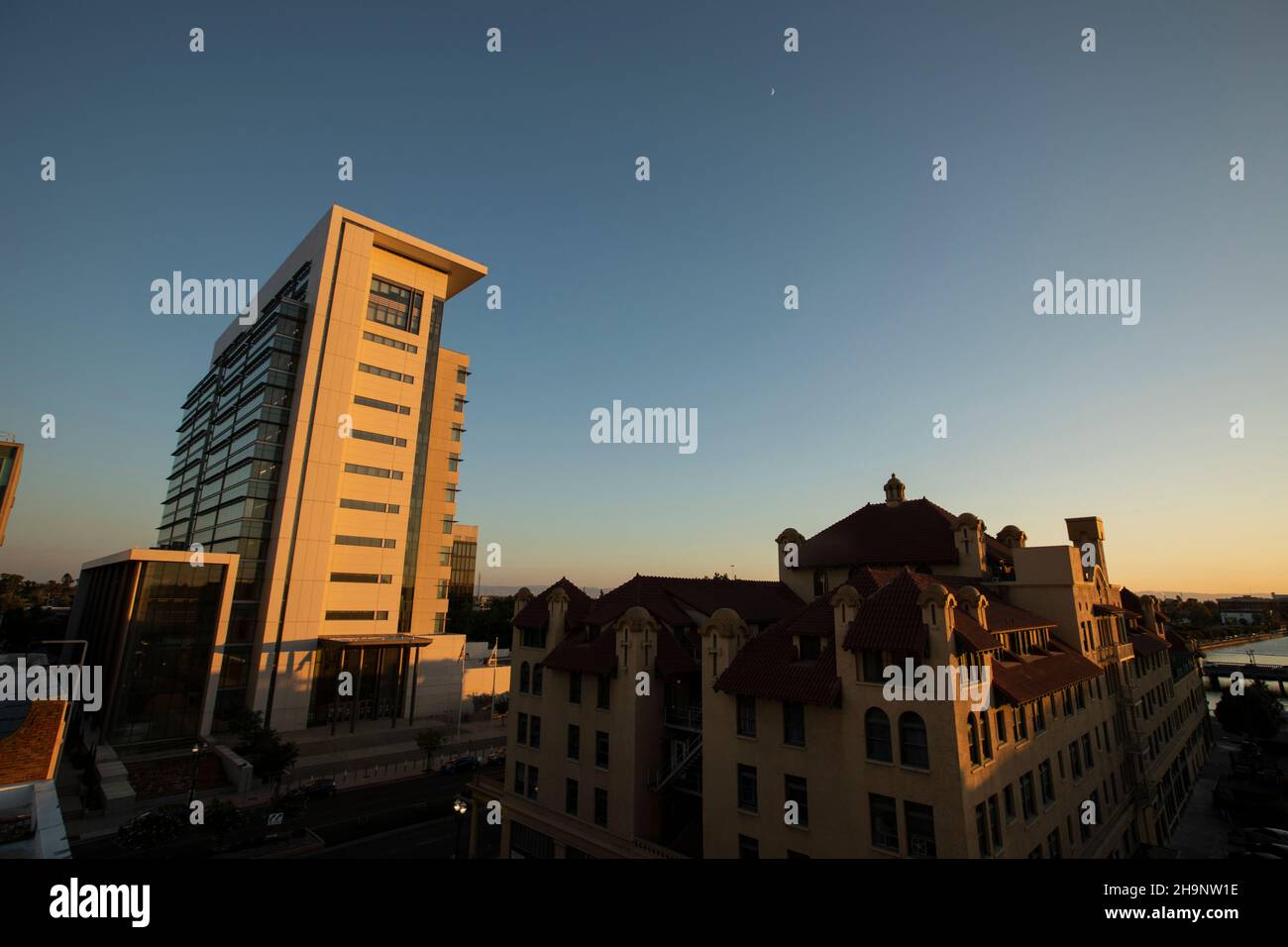 Sunset view of downtown Stockton, California, USA Stock Photo Alamy