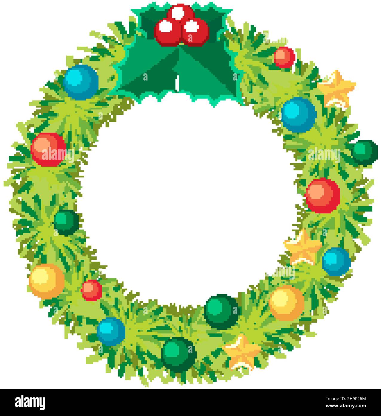 Christmas wreath with red holly illustration Stock Vector Image & Art ...