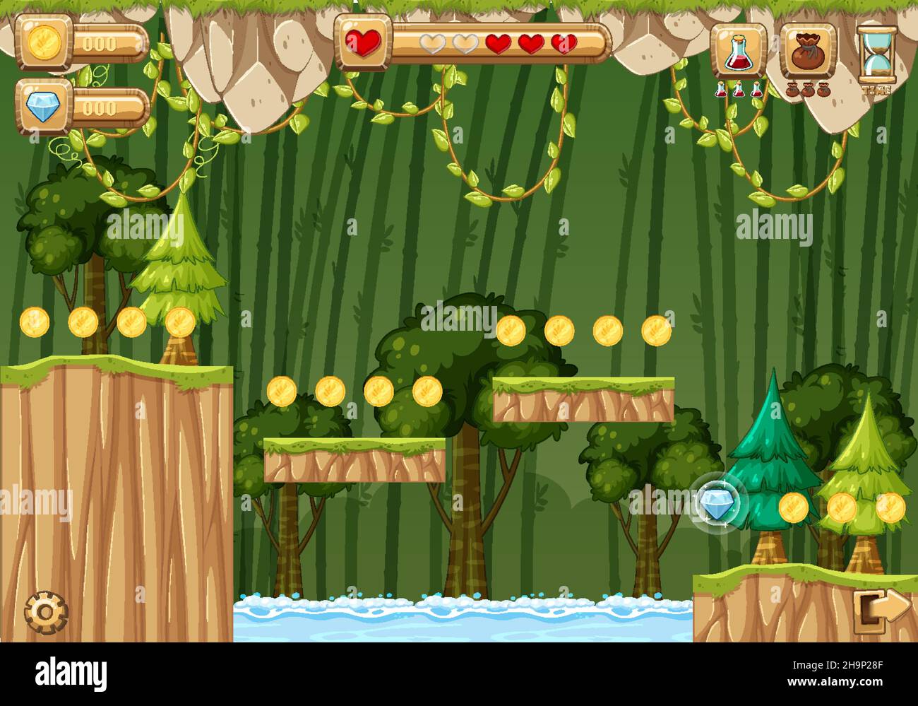 A Game Template Jungle Scene illustration Stock Vector Image & Art - Alamy