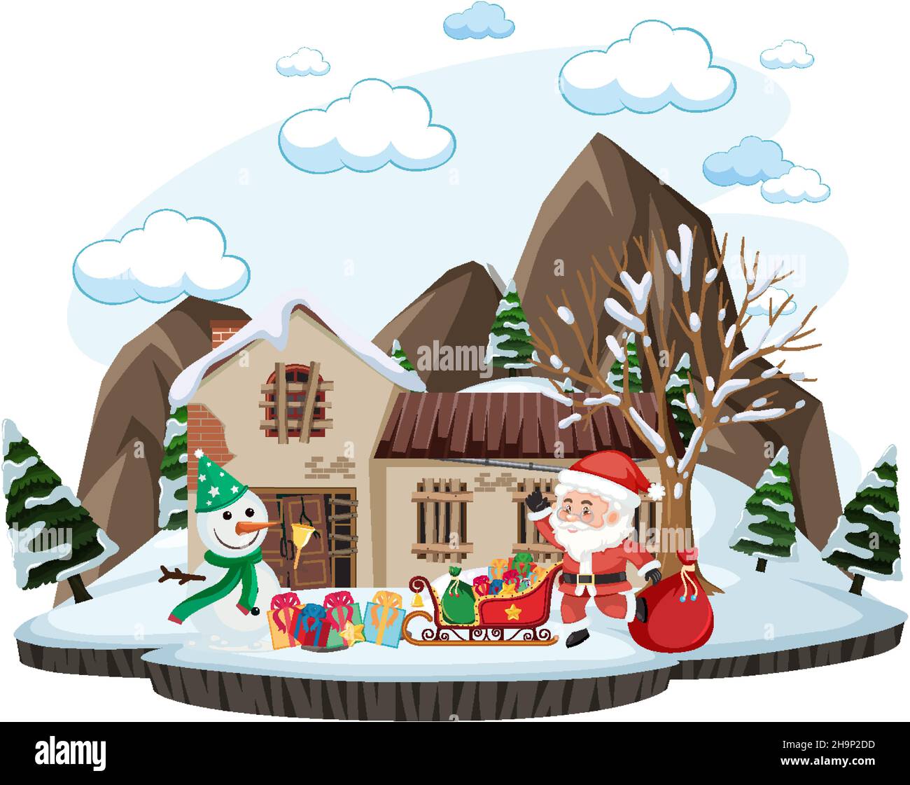 Santa claus riding a sleigh illustration Stock Vector