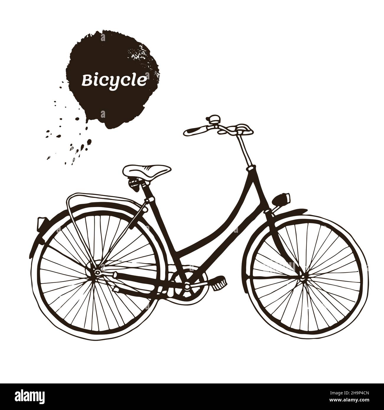Bicycle vector illustration, hand drawn retro sketch isolated on white