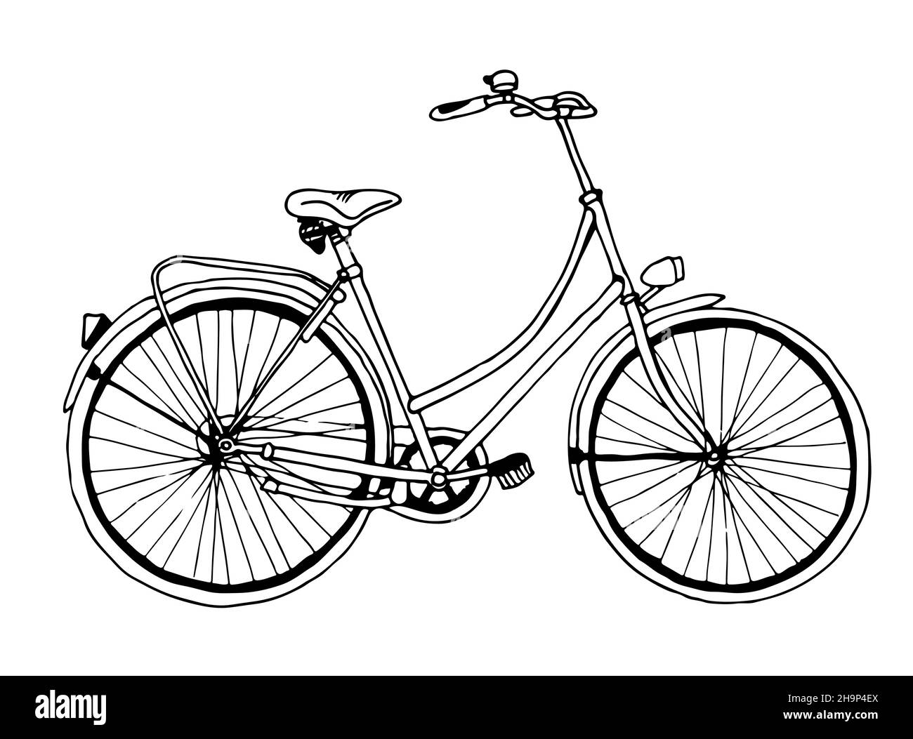 Bicycle vector illustration, hand drawn retro sketch isolated on white
