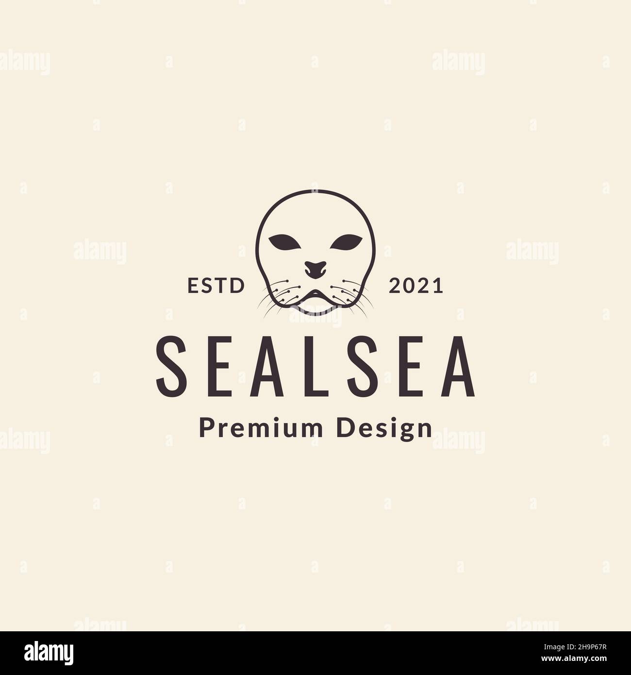 head line hipster seals sea logo symbol icon vector graphic design illustration idea creative Stock Vector