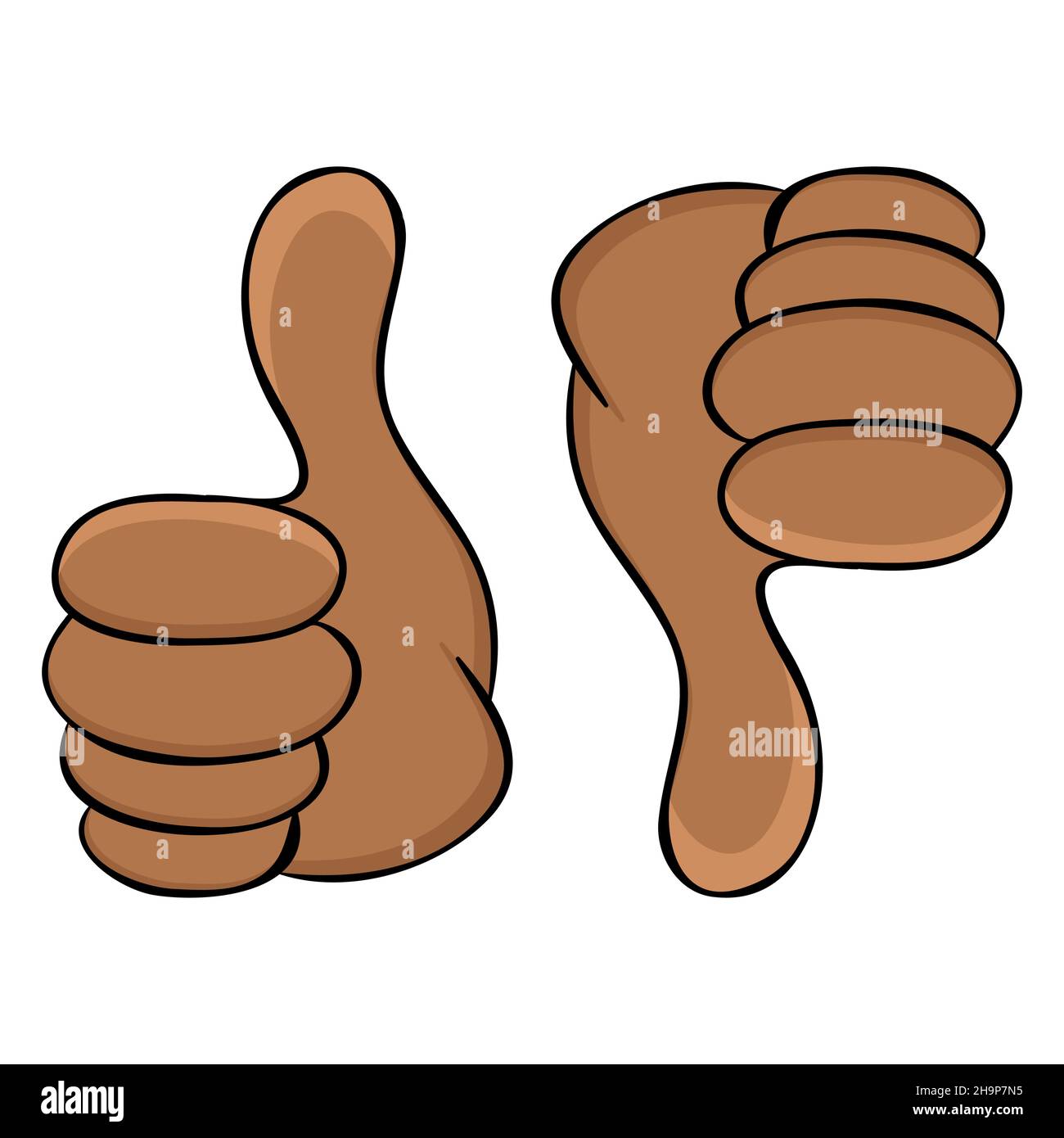 Thumb up and thumb down. Dark skin hand gesture Stock Vector Image