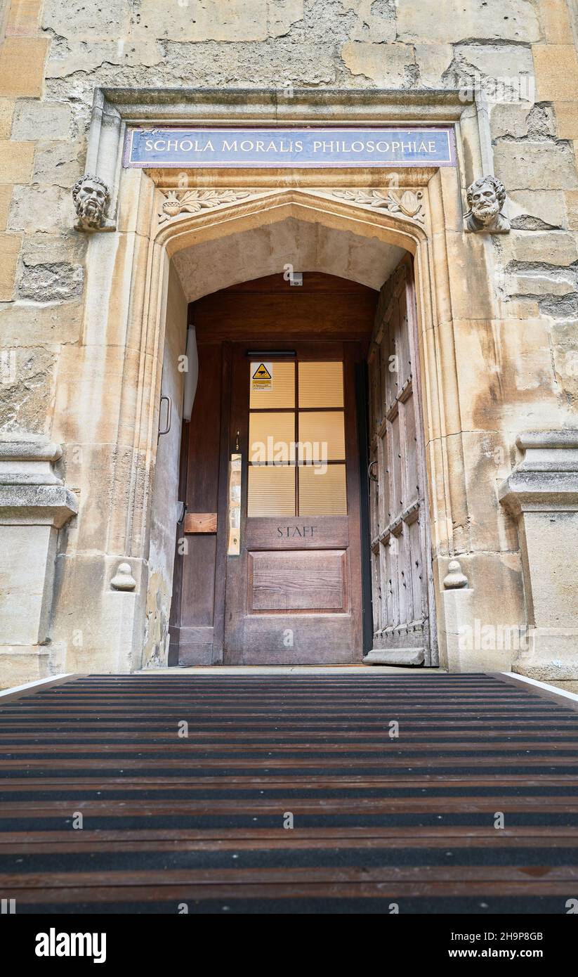 School of Moral Philosphy entrance, the old Bodleian library, university of Oxford, England. Stock Photo