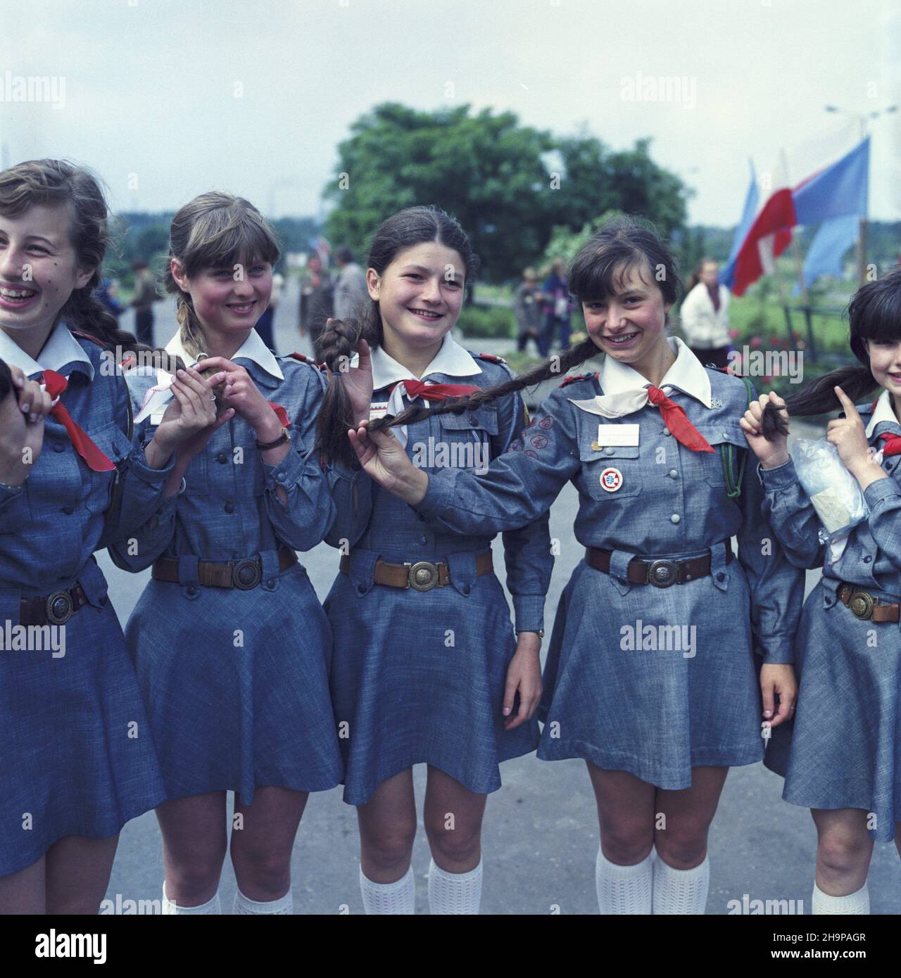 Chorzów 07.1980. XXIX Miêdzynarodowy Centralny Harcerski Obóz M³odzie¿owy. uu  PAP/Tomasz Pra¿mowski    Dok³adny dzieñ wydarzenia nieustalony.       Chorzow July 1980. The 29th  International Central Scouts Camp.  uu  PAP/Tomasz Prazmowski    Exact date unknown. Stock Photo