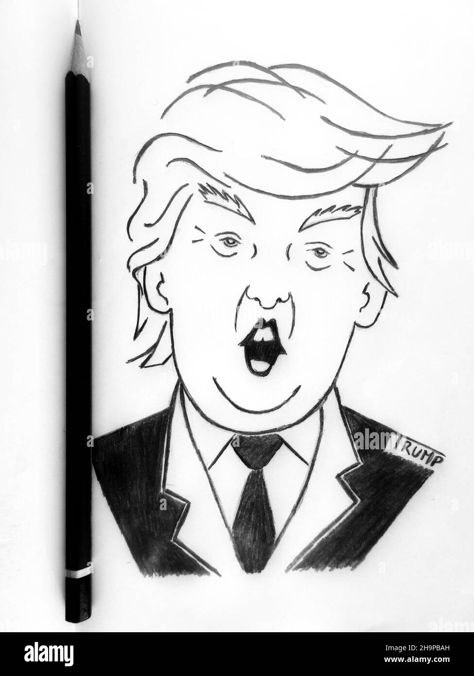 Hand drawn Donald Trump caricature Stock Photo