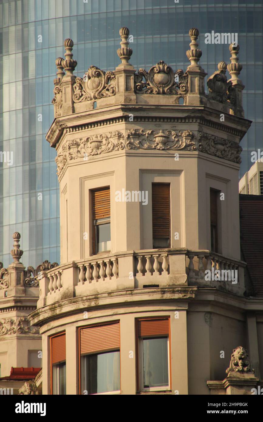 Old Buildings Rounded Vertical shot of a rounded building during the day in Bilbao Stock ...