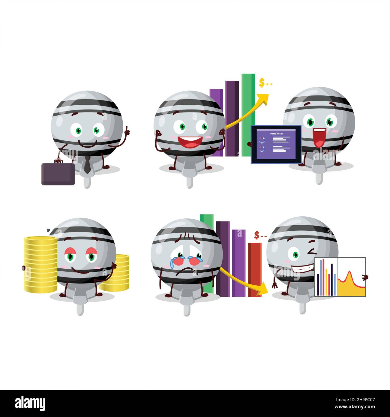 White lolipop wrapped character designs as a trader investment mascot ...
