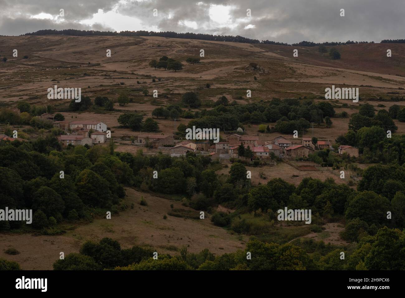 Rural landscape in the interior of Cantabria. Stock Photo