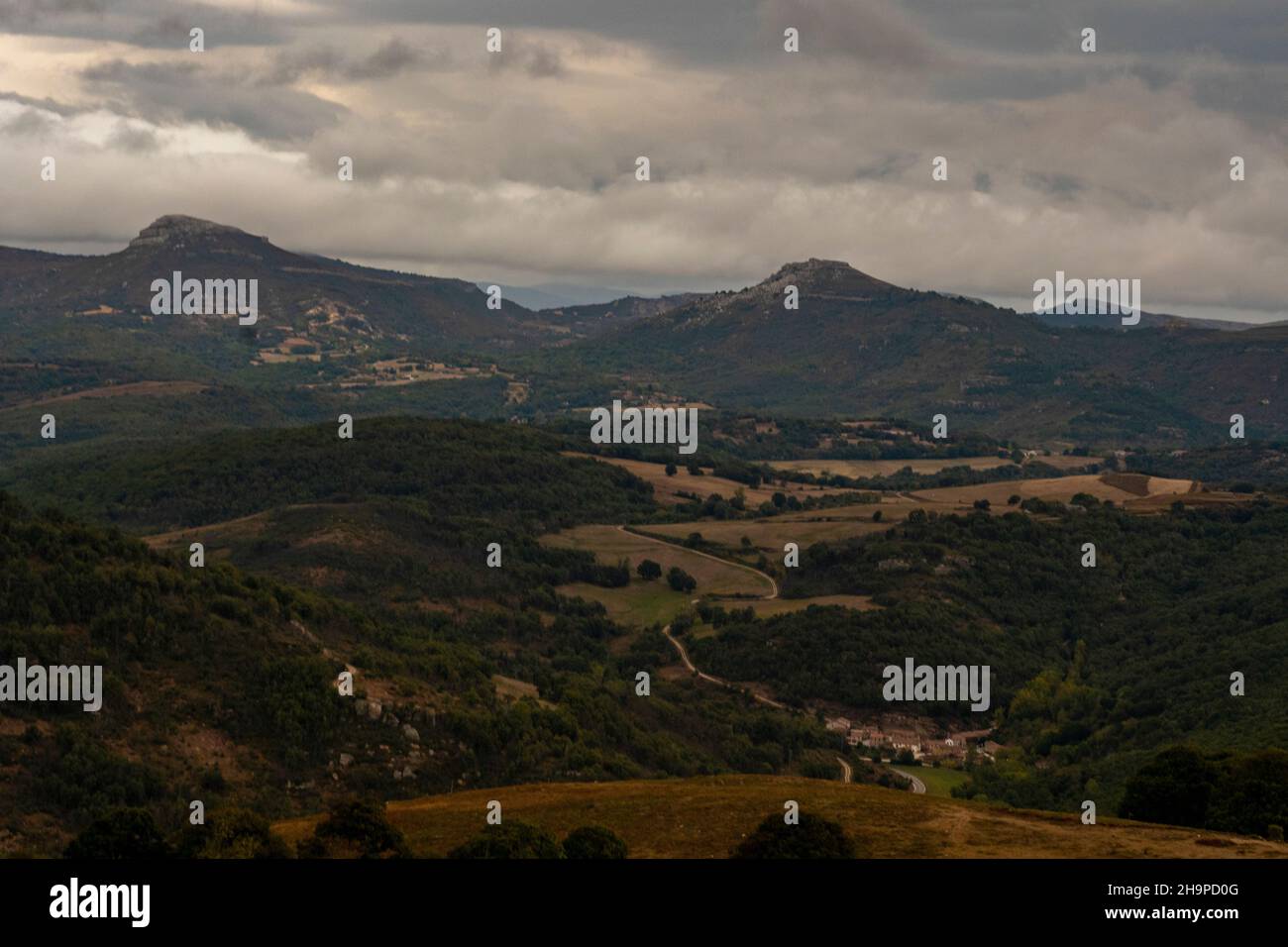 Rural landscape in the interior of Cantabria. Stock Photo