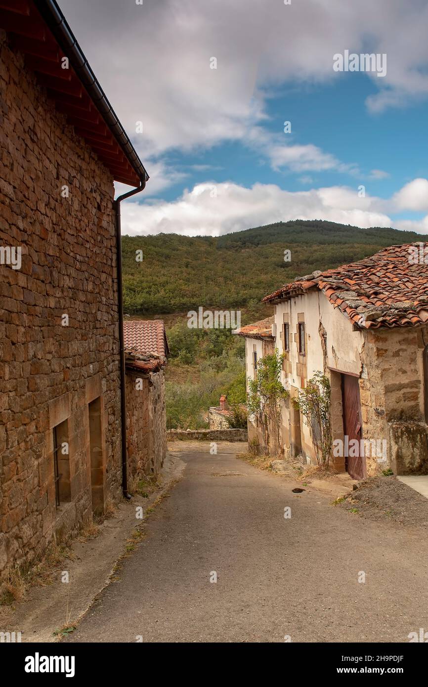 Rural village of Rasgada de las Torres in Valderredible. Stock Photo