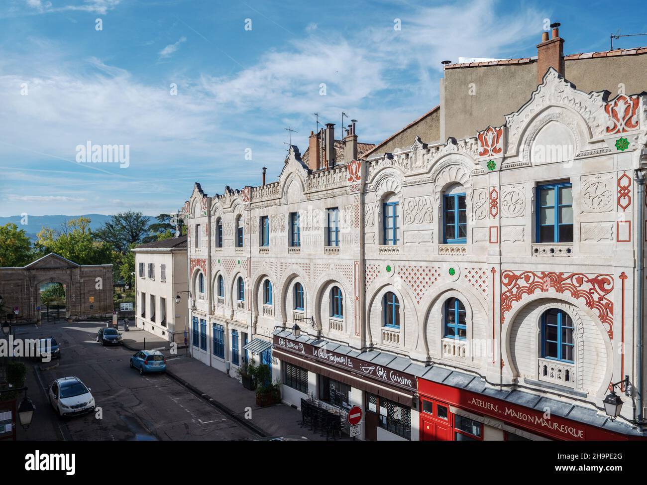 Valencia (south-eastern France): Moorish facade building in the city centre, “rue Gaston Rey” street Stock Photo