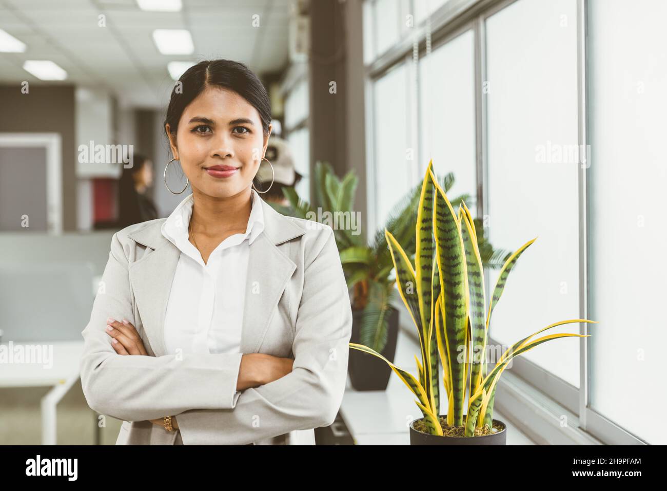 portrait Asian business women confident standing arm crossing happy ...
