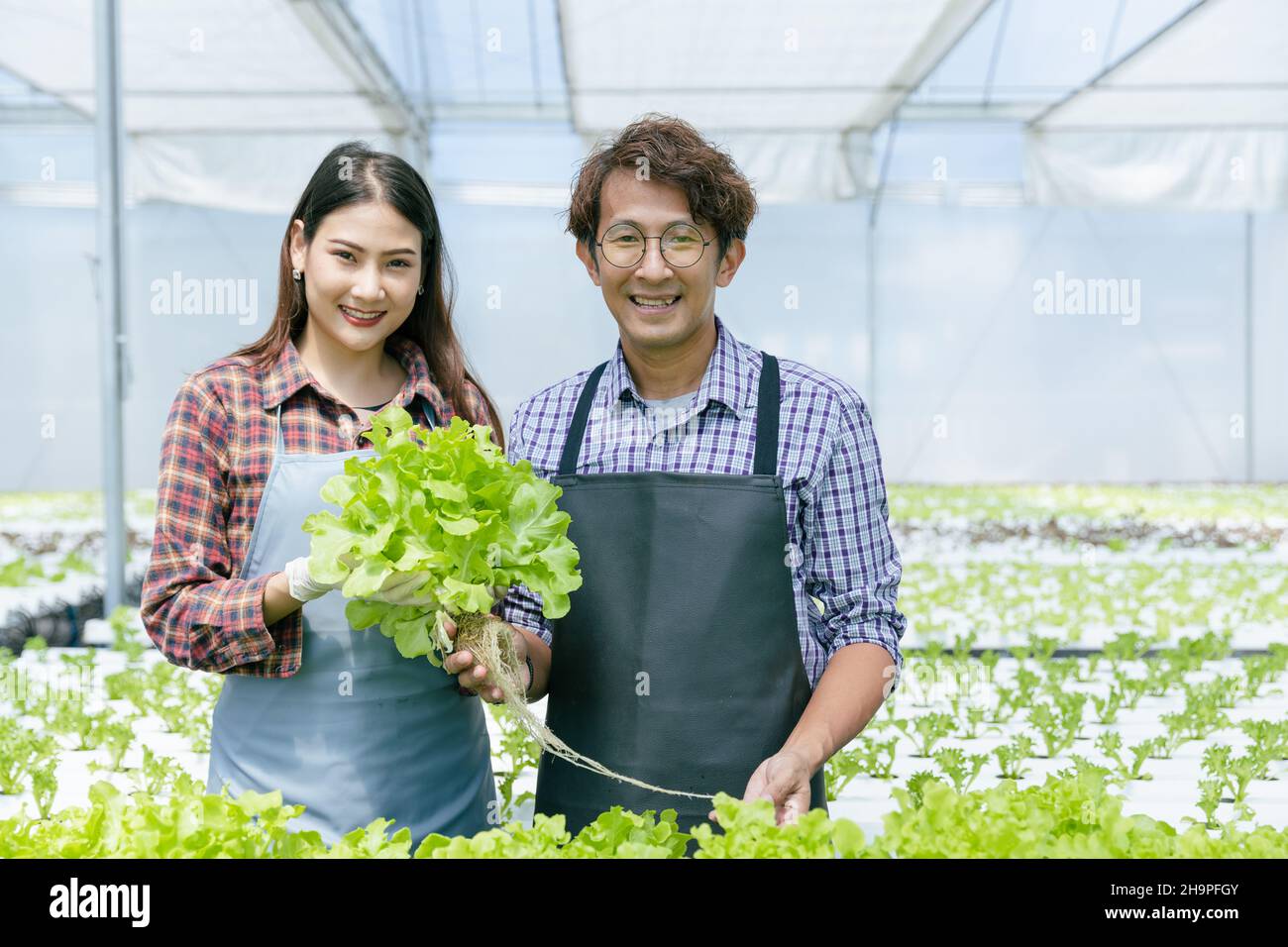Portrait Organic SME Business Farm Owner, Young Farmer in Agriculture Industry. Stock Photo