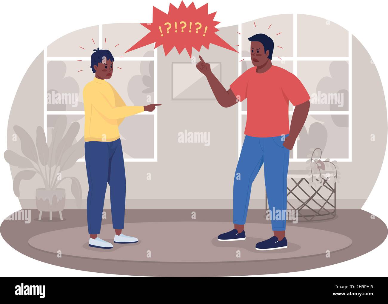 Parent-adolescent conflict 2D vector isolated illustration Stock Vector