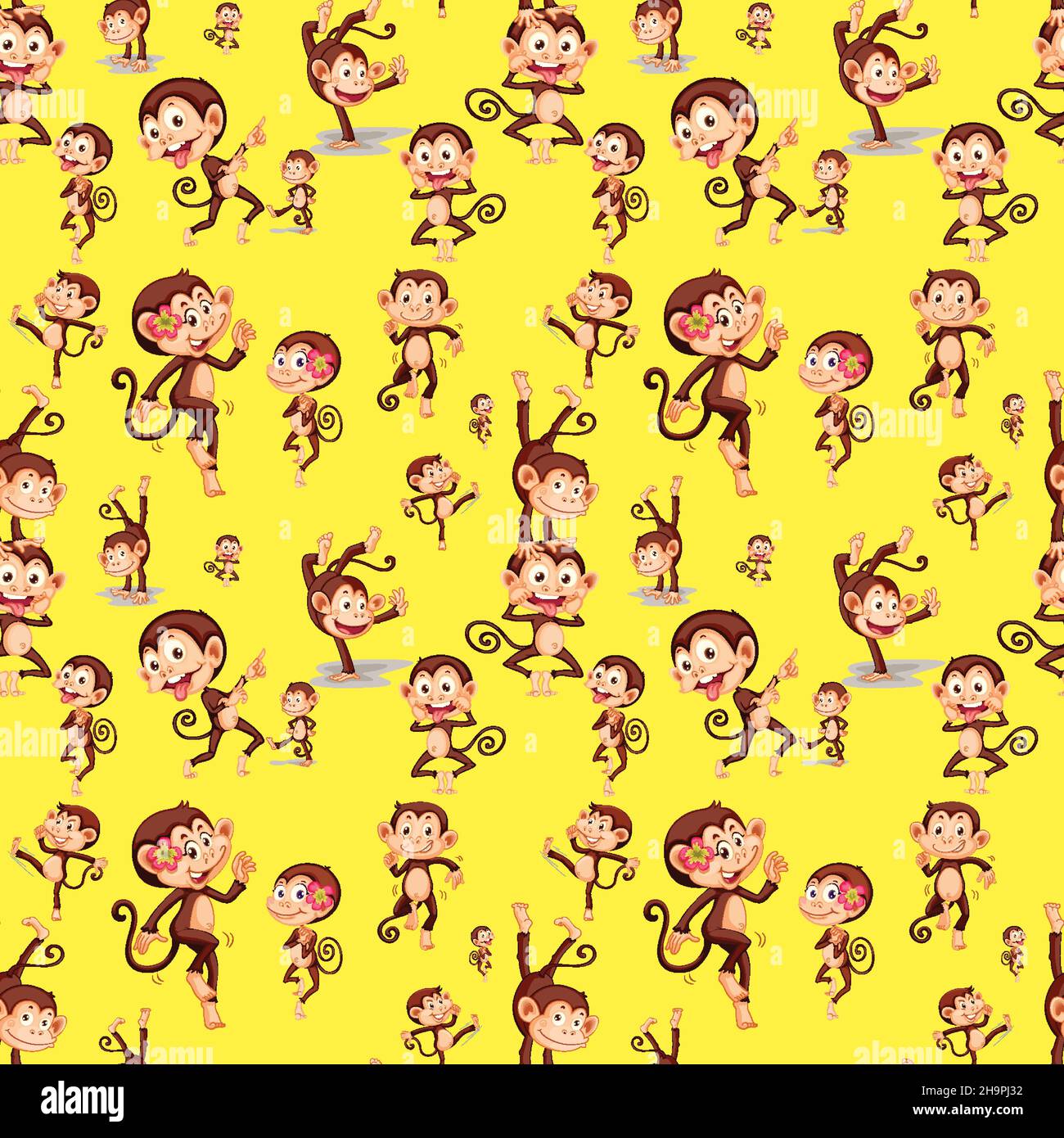 Monkey seamless pattern background illustration Stock Vector Image ...