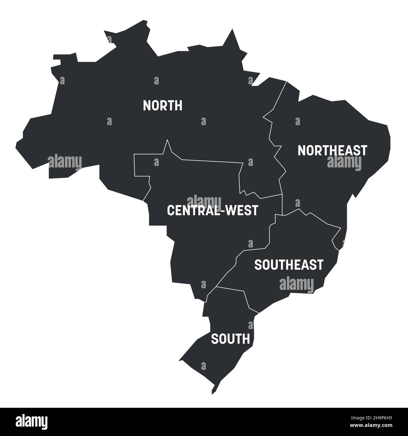 Brazil - regional map of regions Stock Vector