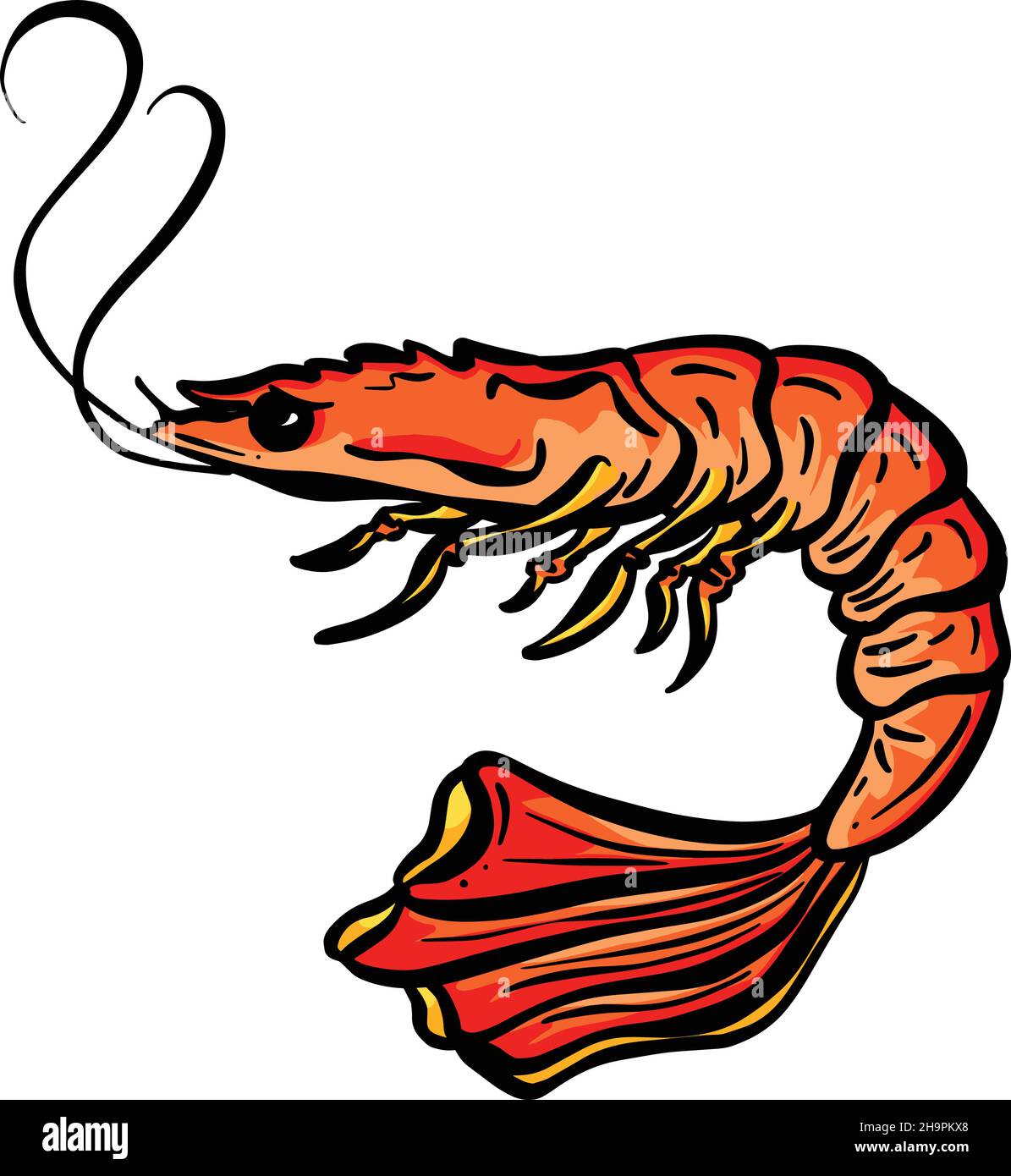 Cartoon Crustacean Shrimp Lobster Fish Vector Illustration Stock Vector Image & Art Alamy