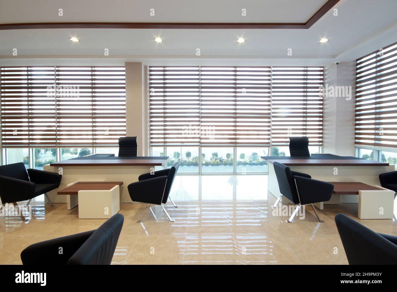 Modern and office space office tables and chairs stock photo alamy