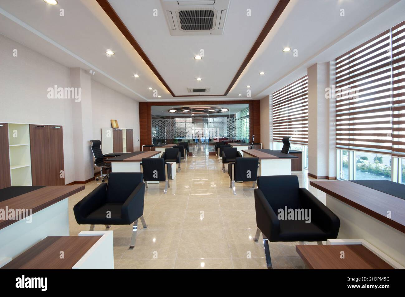 Modern and office space office tables and chairs stock photo alamy